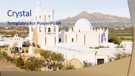 Presentation with christian mission - Colorful presentation theme enhanced with christian missions - san xavier del bac mission backdrop and a sky blue colored foreground