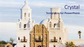  Presentation with mission - Cool new PPT theme with christian missions - san xavier del bac mission backdrop and a sky blue colored foreground