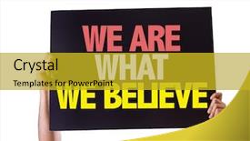  Presentation with believe - PPT theme having christian missions - we are what we believe background and a gold colored foreground