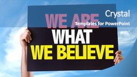  Presentation with believe - Amazing presentation design having christian missions - we are what we believe backdrop and a teal colored foreground