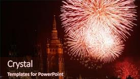  Presentation with illuminate - Presentation design featuring christian music - fireworks illuminate the sky background and a wine colored foreground