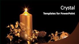  Presentation with pine cone - PPT layouts featuring christian new year - golden christmas decorations in candlelight background and a black colored foreground