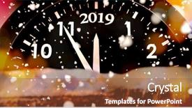  Presentation with falling snow - Slides with christian new year - snow falling against christmas yellow background and a tawny brown colored foreground