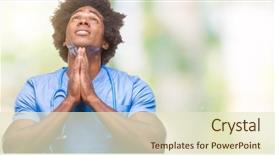  Presentation with praying hands - Beautiful slides featuring christian nursing - afro american surgeon doctor man backdrop and a  colored foreground