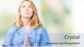  Presentation with praying hands - PPT layouts enhanced with christian nursing - beautiful young doctor woman wearing background and a  colored foreground