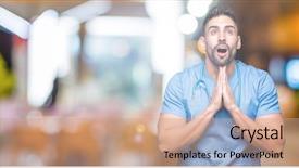  Presentation with praying hands - Presentation theme with christian nursing - handsome young doctor surgeon man background and a coral colored foreground