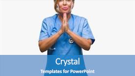  Presentation with teamwork nurse doctor - Slide deck enhanced with christian nursing - middle age senior nurse doctor background and a teal colored foreground