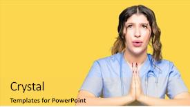  Presentation with medical concept - Slide set enhanced with christian nursing - young adult doctor woman wearing background and a yellow colored foreground