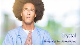  Presentation with african american religion - Beautiful slide deck featuring christian nursing - young african american doctor man backdrop and a  colored foreground