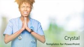  Presentation with african american religion - Presentation theme with christian nursing - young african american doctor woman background and a soft green colored foreground