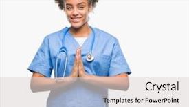  Presentation with praying hands - PPT layouts consisting of christian nursing - young afro american doctor woman background and a  colored foreground