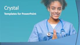  Presentation with nursing - Colorful slide deck enhanced with christian nursing - young afro american doctor woman backdrop and a  colored foreground