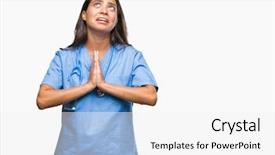  Presentation with praying hands - Cool new PPT theme with christian nursing - young arab doctor surgeon woman backdrop and a  colored foreground