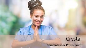  Presentation with praying hands - Beautiful PPT layouts featuring christian nursing - young braided hair african american backdrop and a soft green colored foreground