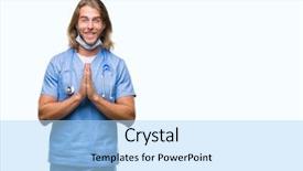  Presentation with mom praying hands - Slide deck featuring christian nursing - young handsome doctor man background and a light blue colored foreground