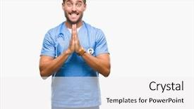  Presentation with teamwork nurse doctor - Cool new PPT layouts with christian nursing - young handsome doctor nurse man backdrop and a white colored foreground