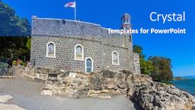  Presentation with sea galilee - Presentation having christian-places-of-israel-tabgha background and a cobalt blue colored foreground