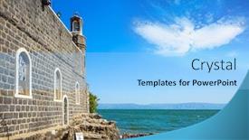  Presentation with church christian - Audience pleasing presentation design consisting of christian-places-of-israel-tabgha backdrop and a light blue colored foreground