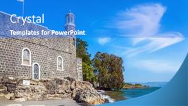  Presentation with galilee - Slide set consisting of christian-places-of-israel background and a cobalt blue colored foreground