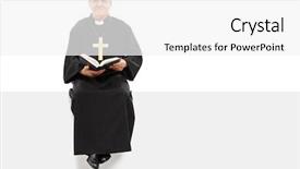  Presentation with reading bible - Audience pleasing theme consisting of christian priest reading the bible backdrop and a white colored foreground
