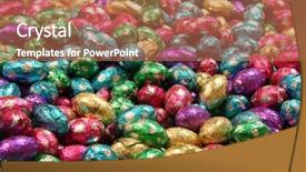  Presentation with eggs egg carton egg box - Presentation with christian rainbow - chocolate easter eggs background and a coral colored foreground