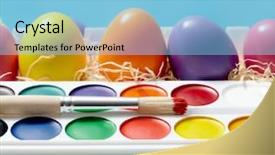  Presentation with christian easter - Beautiful presentation featuring christian rainbow - close-up of watercolors with painting backdrop and a light blue colored foreground