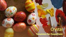  Presentation with eggs egg carton egg box - Colorful presentation design enhanced with christian rainbow - easter eggs brushes and paints backdrop and a  colored foreground