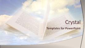  Presentation with open book - Presentation theme having christian school - open book in blue sky background and a lemonade colored foreground