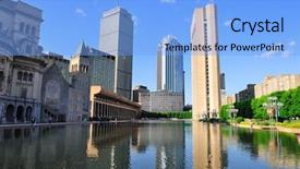  Presentation with water science - PPT theme with christian science plaza in midtown background and a light blue colored foreground