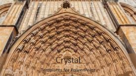  Presentation with gothic - Presentation theme with christian sculpture - batalha portugal close-up background and a coral colored foreground