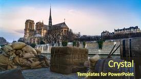  Presentation with notre dame paris france - Amazing presentation theme having christian sculpture - notre dame de paris cathedral backdrop and a tawny brown colored foreground