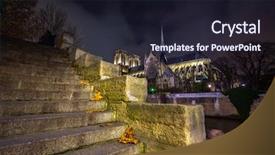  Presentation with notre dame de paris france - Beautiful PPT theme featuring christian sculpture - notre dame de paris cathedral backdrop and a  colored foreground