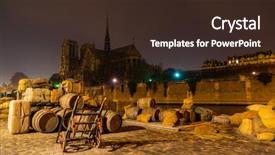  Presentation with notre dame paris france - Theme consisting of christian sculpture - notre dame de paris cathedral background and a wine colored foreground