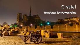  Presentation with notre dame paris france - Slides with christian sculpture - notre dame de paris cathedral background and a tawny brown colored foreground