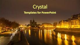  Presentation with notre dame paris france - Colorful theme enhanced with christian sculpture - notre dame de paris cathedral backdrop and a tawny brown colored foreground