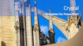  Presentation with notre dame paris france - Beautiful theme featuring christian sculpture - notre dame de paris cathedral backdrop and a teal colored foreground