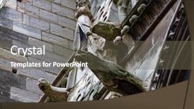  Presentation with notre dame paris france - Cool new PPT layouts with christian sculpture - notre dame paris gargoyle backdrop and a tawny brown colored foreground