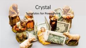  Presentation with christmas nativity - Presentation with christian sheep - commercialism vs christmas a full background and a light gray colored foreground