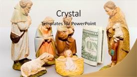  Presentation with christmas nativity - Colorful PPT theme enhanced with christian sheep - commercialism vs christmas full nativity backdrop and a lemonade colored foreground