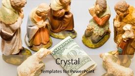  Presentation with nativity - Beautiful theme featuring christian sheep - commercialism vs christmas full nativity backdrop and a coral colored foreground