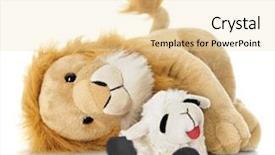  Presentation with sheep - Colorful presentation design enhanced with christian sheep - toy lamb and lion peacefully backdrop and a lemonade colored foreground