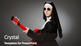  Presentation with nun - PPT layouts consisting of christian songs - funny nun with red guitar background and a  colored foreground