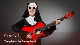  Presentation with nun - Audience pleasing PPT layouts consisting of christian songs - funny nun with red guitar backdrop and a  colored foreground