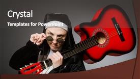 Presentation with nun - Colorful PPT layouts enhanced with christian songs - funny nun with red guitar backdrop and a  colored foreground