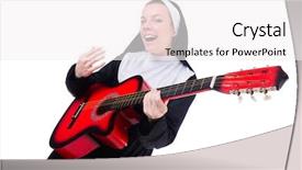  Presentation with silhouettes guitar - Theme with christian songs - nun playing guitar isolated background and a  colored foreground