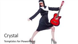  Presentation with silhouettes guitar - Theme with christian songs - nun playing guitar isolated background and a  colored foreground