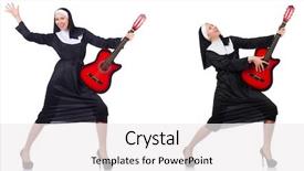  Presentation with nun - Beautiful presentation featuring christian songs - nun with guitar isolated backdrop and a white colored foreground