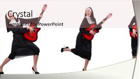 Presentation with nun - Theme with christian songs - nun with guitar isolated background and a coral colored foreground