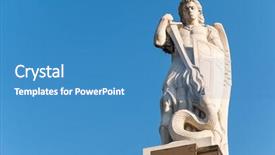  Presentation with saint - Slide deck with christian sword - old medieval of the archangel background and a teal colored foreground