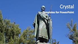  Presentation with ancient king statue - Cool new theme with christian sword - statue of king afonso henriques backdrop and a teal colored foreground